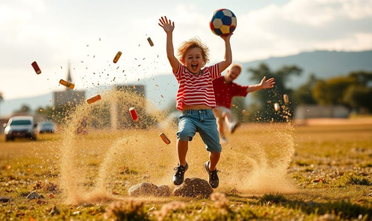 kid playing in sand with soccer ball